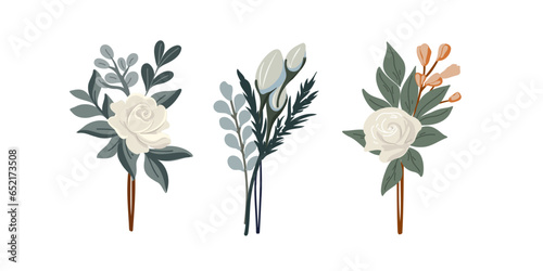 Set of wedding bouquets, vector illustration #652173508