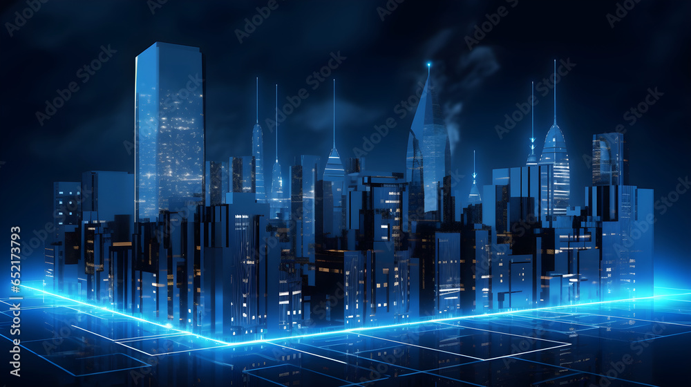 City scape on Metaverse,cyberspace,networking and communication Technology