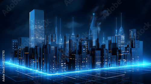 City scape on Metaverse,cyberspace,networking and communication Technology © weerasak