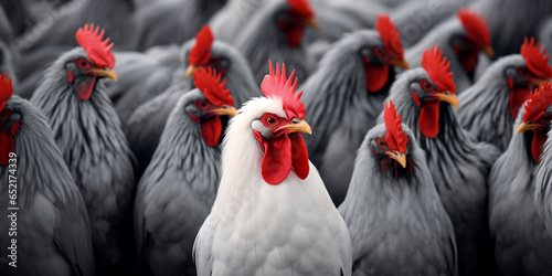 Standing out from the crowd beautiful rooster