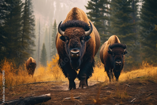 American bisons in the wild