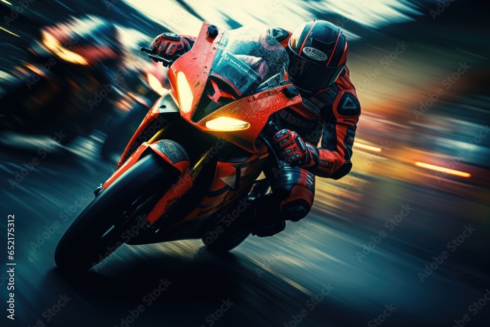 Racing Motorcycle in High-Speed Motion