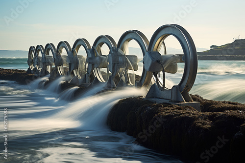 Water tindal increasing oxygen in the water, turbine spinning and splashing water photo