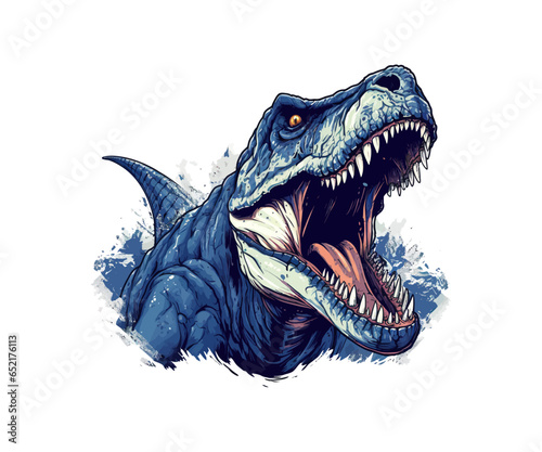 Hand dawn roaring dinosaur. Vector illustration design. © Tamara