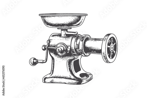 Meat grinder retro sketch hand drawn. Vector illustration design. photo