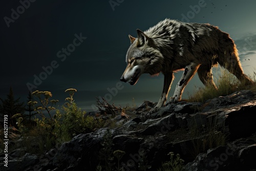 wolf is hunting for food