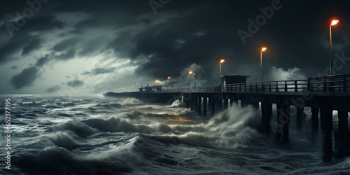 Wallpaper Mural Cargo port during a storm waves break on the pier Torontodigital.ca