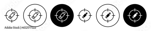 bullet on target icon vector icon set in black color. Suitable for apps and website UI designs