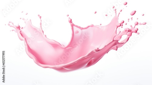 Pink cream or yogurt splash on white background.