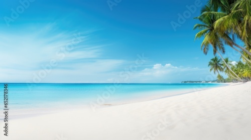 Tropical beach. Empty copy space template for vacation or holiday product.