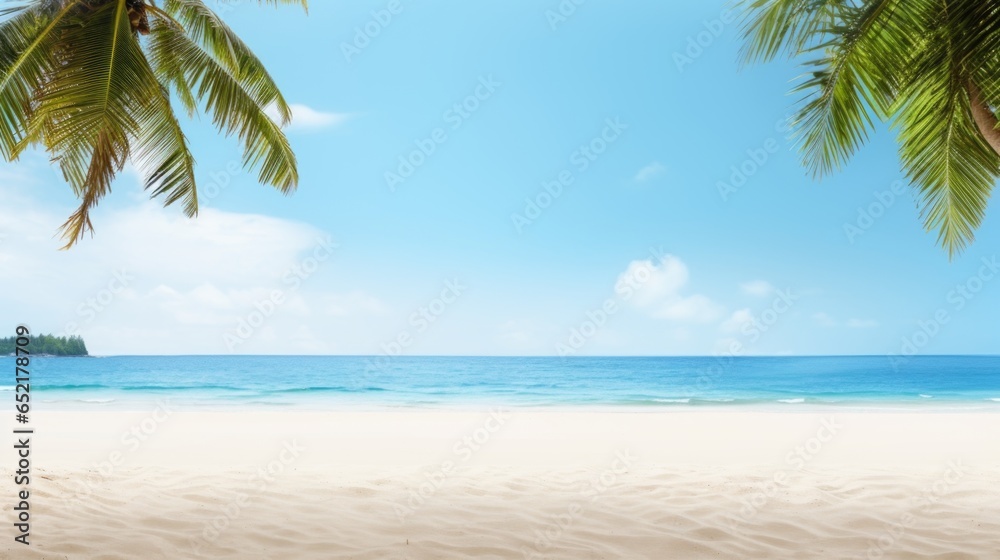 Tropical beach. Empty copy space template for vacation or holiday product.