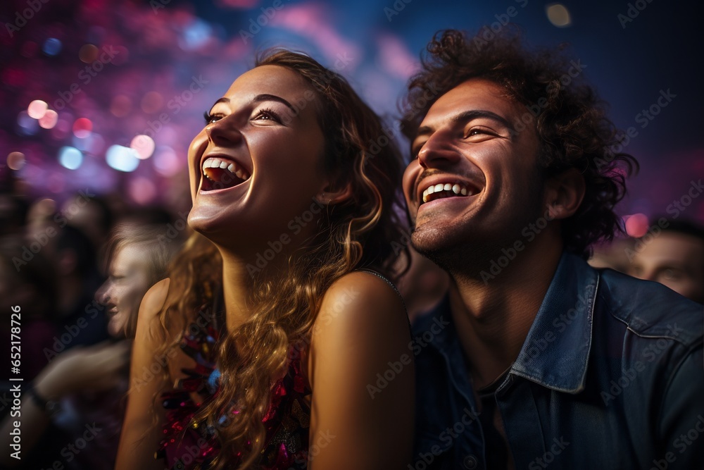  Couple attending a live concert, singing along and enjoying the music, Generative AI