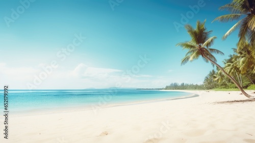 Tropical beach. Empty copy space template for vacation or holiday product.