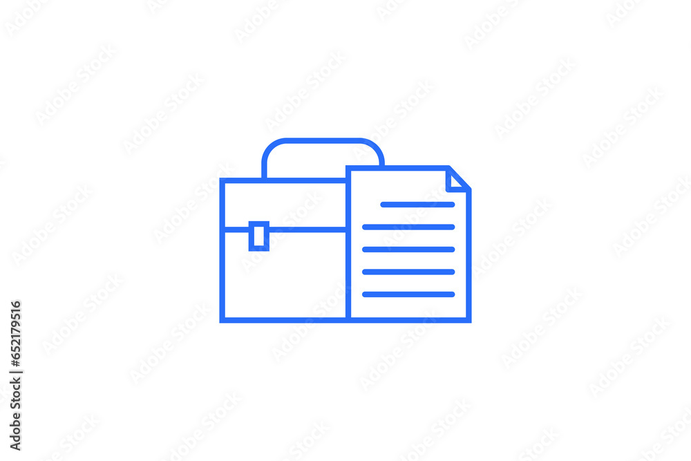 Isolated Geometric briefcase with contract illustration in flat style design. Vector illustration. Duotone blue color. Isolated Geometric briefcase with contract illustration in flat style design. Vector illustration. Duotone blue color.
