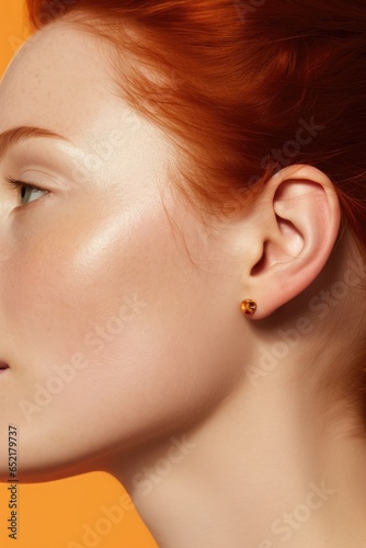 ginger ladies ear closeup