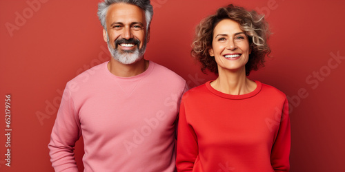 couple middle age woman and man wearing sweatshirt