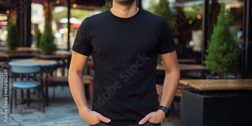 Young man Wearing black Sweatshirt Mockup