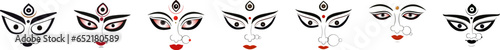 Durga Face illustration for the Happy Durga Puja Celebration PNG, isolated, transparent, festival, ad, advertisement