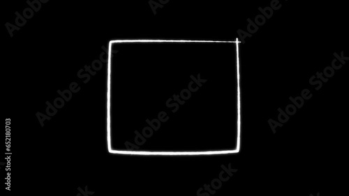 Set of Animated Hand Drawn rectangle Elements, circles, square frames, borders and elements for selecting text. White design elements Transparent Background