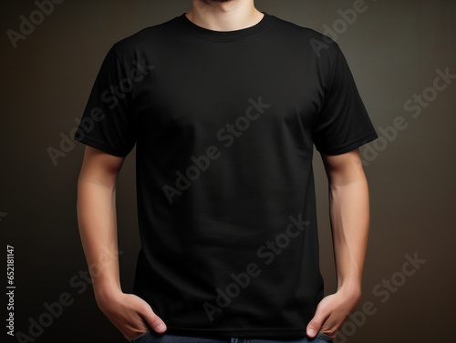 Gildan blank black T-Shirt mockup. Generative Ai