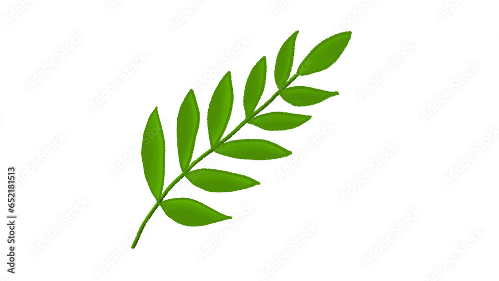 green leaves isolated on white background