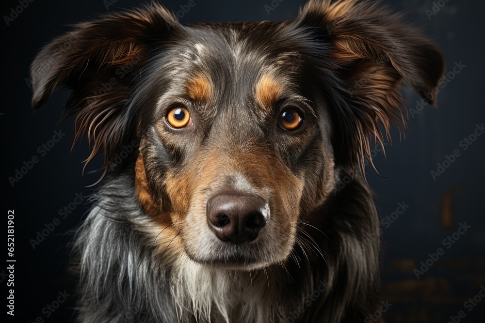 Dog with a floppy ear and soulful eyes, sitting patiently for a treat, Generative AI