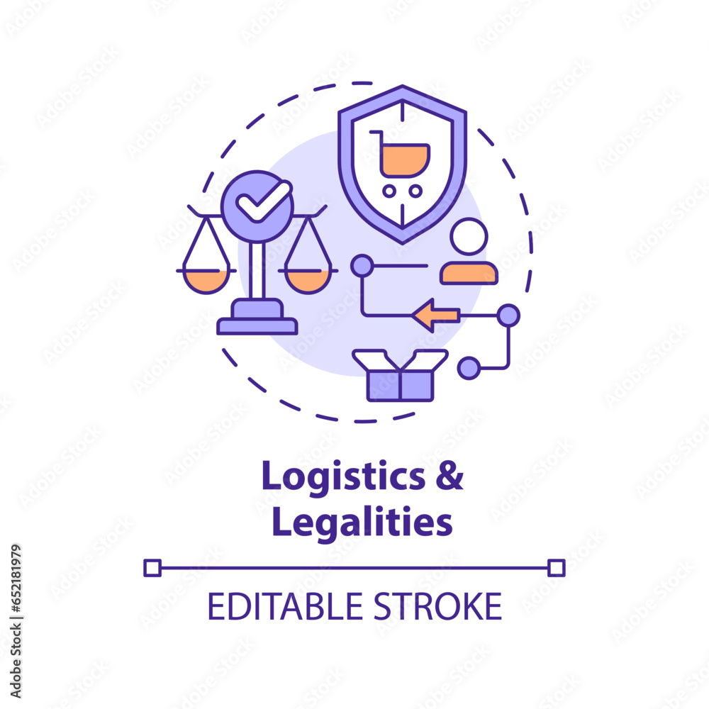 2D editable multicolor icon logistics and legalities concept, simple isolated vector, C2C thin line illustration. 2D editable multicolor icon logistics and legalities concept, simple isolated vector, C2C thin line illustration.