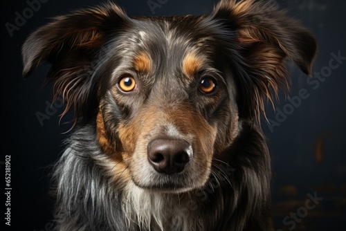 Dog with a floppy ear and soulful eyes, sitting patiently for a treat, Generative AI