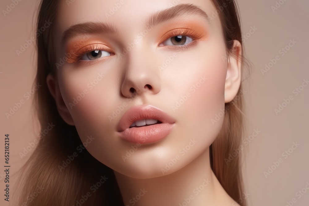 Woman with Fresh Makeup, AI generated Woman with Fresh Makeup, AI generated