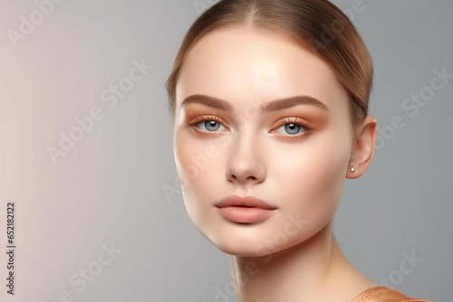 Woman with Fresh Makeup, AI generated