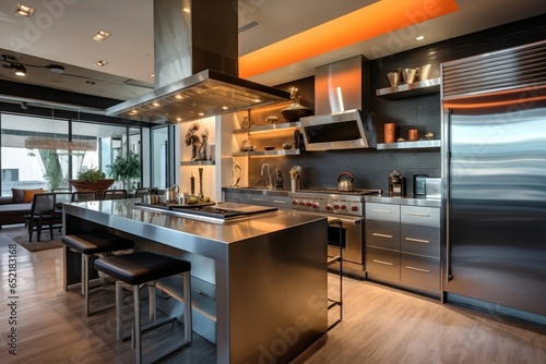 Modernized Kitchen Space with Stainless Steel Appliances.