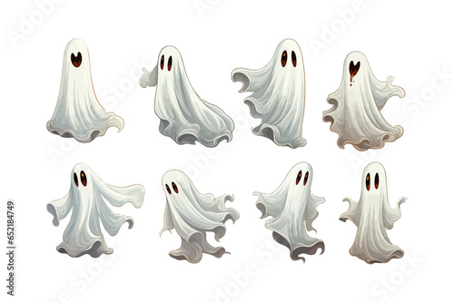 Realistic halloween cute ghost sheet logo. Vector illustration design. photo