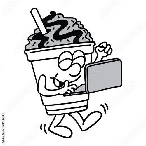 Hand drawn coffee mascot cartoon illustration
