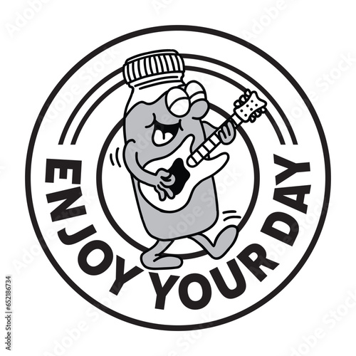 Hand drawn coffee mascot badges cartoon illustration