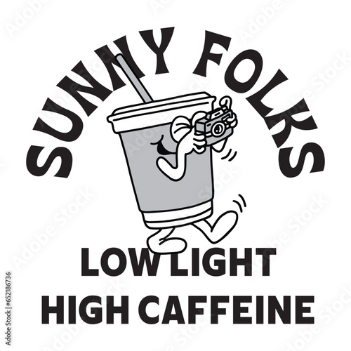 Hand drawn coffee mascot badges cartoon illustration