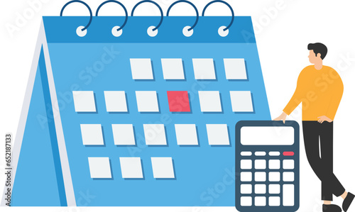 Monthly cost or budget, Expense to pay bills, Plan for savings or investment, Money management or credit card payment, Woman plan her monthly budget with calendar

