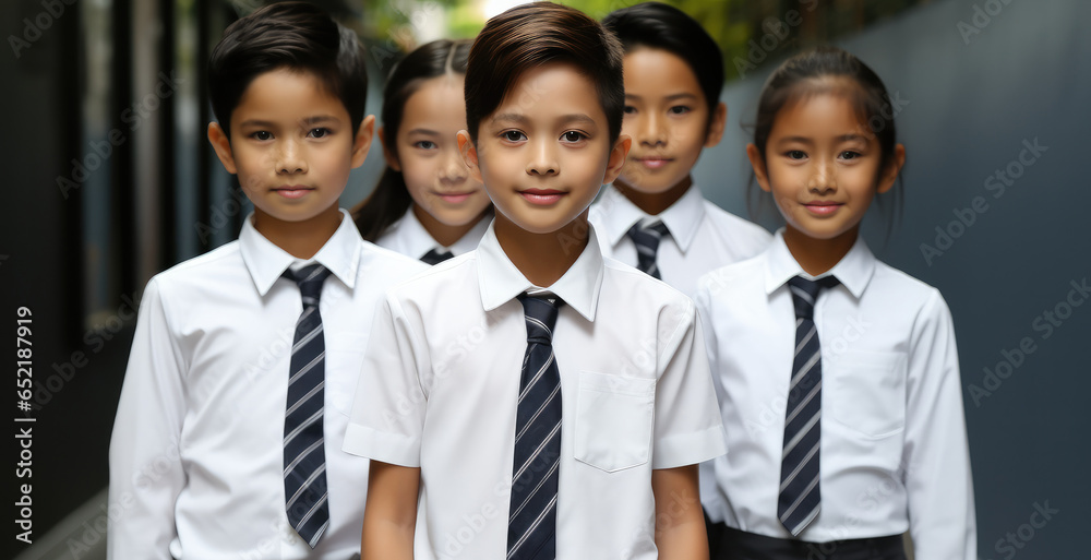 Portrait of Thai student primary school uniform. Portrait of Thai student primary school uniform.