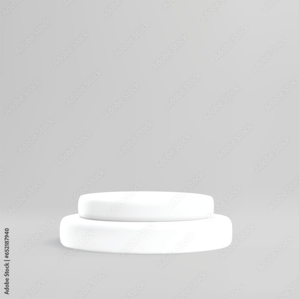 Realistic white round podium for product presentation 3D style Realistic white round podium for product presentation 3D style