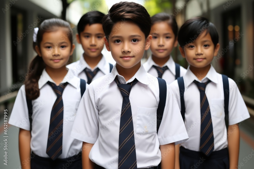 Portrait of Thai student primary school uniform. Portrait of Thai student primary school uniform.