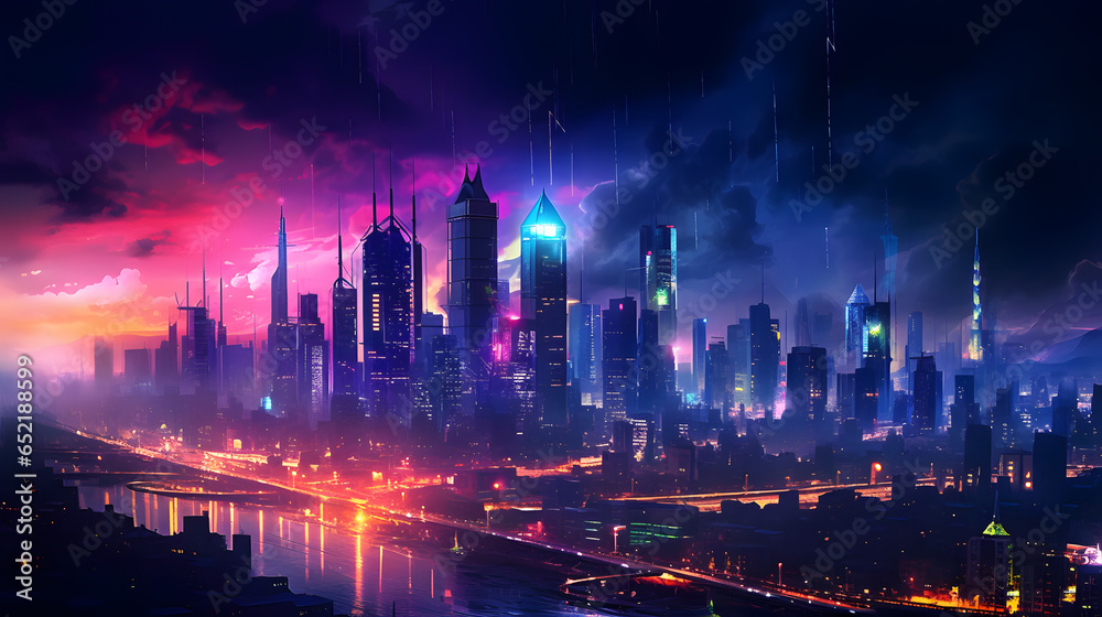 night city skyline illustration