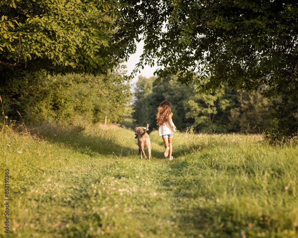 Obraz premium Girl with a dog
