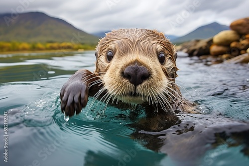 close-up of a river otter in the water © artem