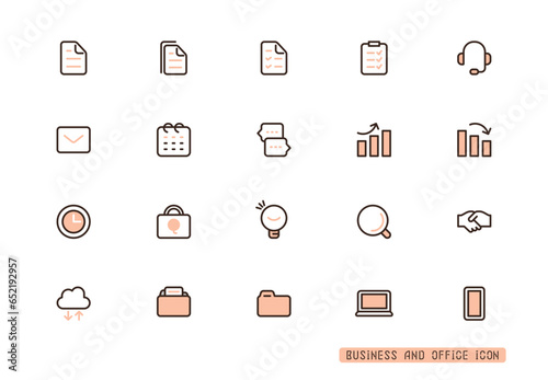 シンプルなビジネスのアイコンセット ピンクのアイコン