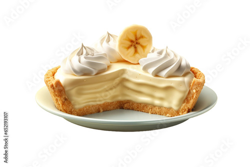 Banana cream pie. isolated object, transparent background
