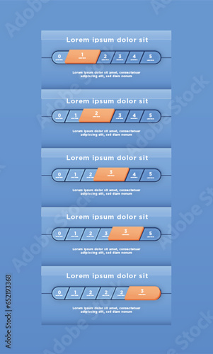 blue orange gradient progress bar 5 level stages