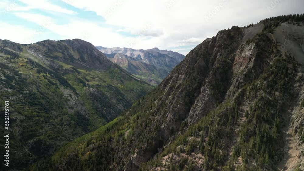 Aerial view along rocky ridge line of Elk Mountain range in Marble Colorado Aerial view along rocky ridge line of Elk Mountain range in Marble Colorado