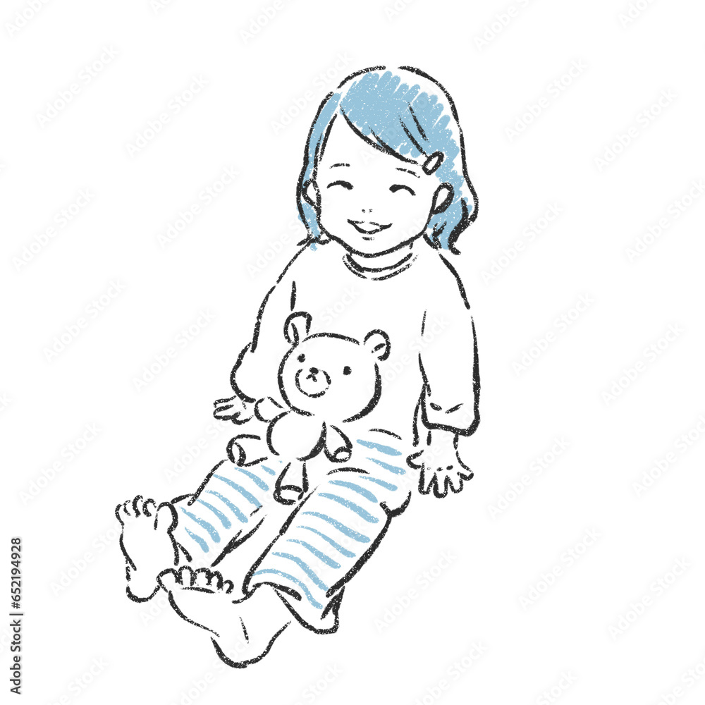 クマのぬいぐるみと女の子 イラスト クマのぬいぐるみと女の子 イラスト