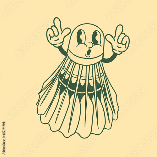 Vintage character design of a shuttlecock