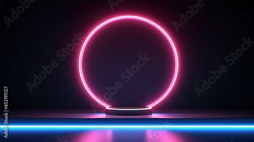 glowing neon product podium design