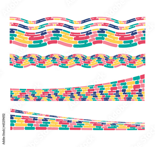 Collection Set of Colorful Abstract Rounded Line Element Background